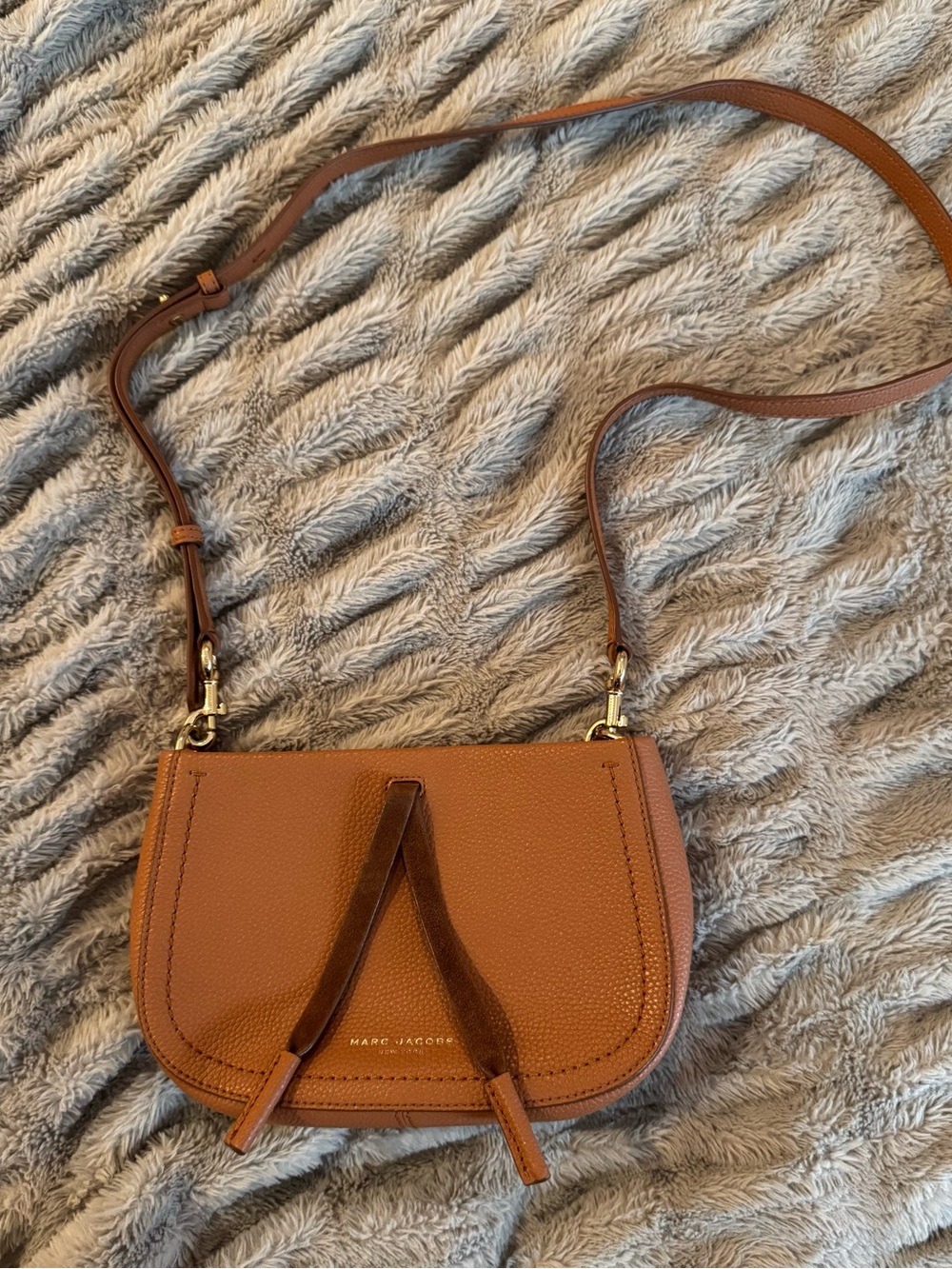 Marc Jacobs Tan Pebbled Leather Crossbody Saddle Bag